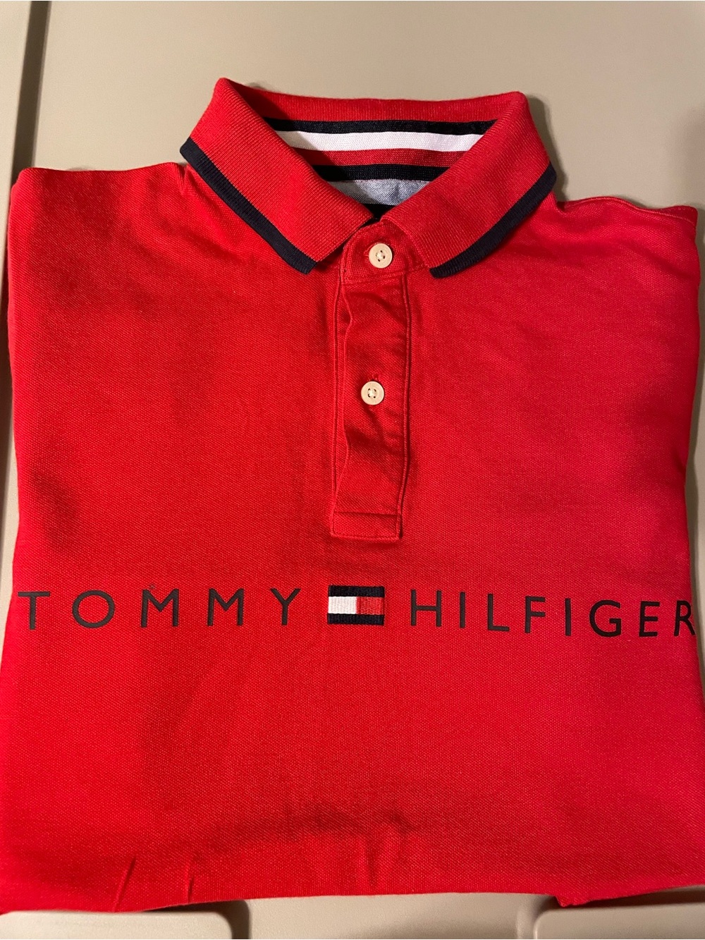 Tommy Hilfiger Red Polo with Navy Trim